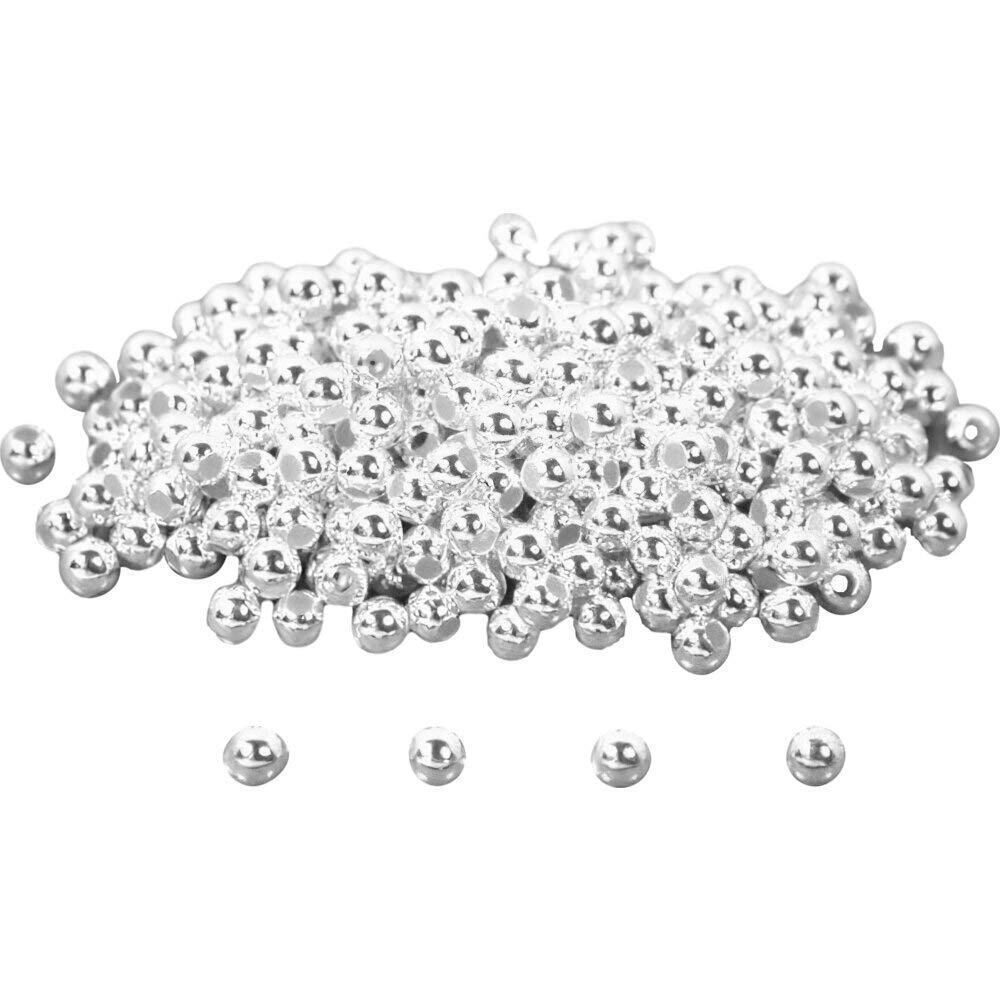 4098 300 Round Ball Beads Sterling Silver Beading Parts 2mm